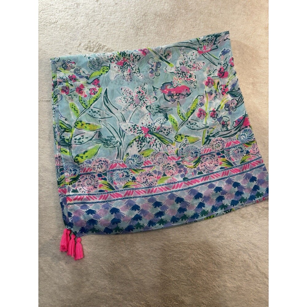 Lilly Pulitzer Resort Seaspray Wrap Scarf in Bali Blue Sway This Way Sarong